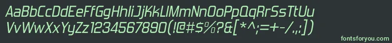 Шрифт ForgottenfuturistrgItalic – зелёные шрифты на чёрном фоне