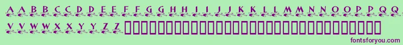 フォントKrLittleLeague – 緑の背景に紫のフォント