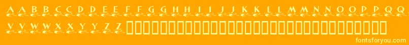 Шрифт KrLittleLeague – жёлтые шрифты на оранжевом фоне