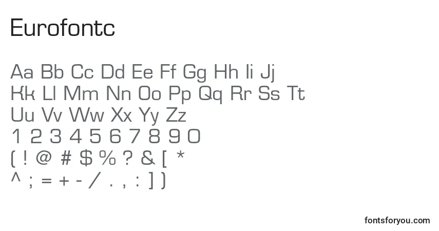 Czcionka Eurofontc – alfabet, cyfry, specjalne znaki