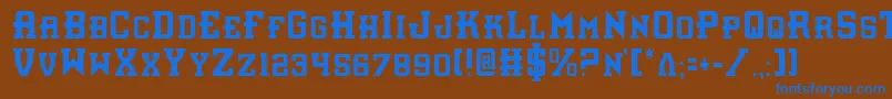 InterceptorCondensed-fontti – siniset fontit ruskealla taustalla