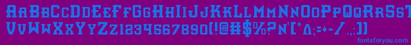 フォントInterceptorCondensed – 紫色の背景に青い文字