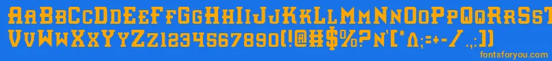 InterceptorCondensed Font – Orange Fonts on Blue Background
