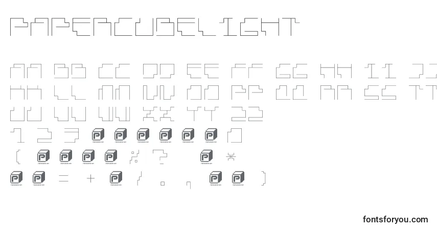 Czcionka PapercubeLight – alfabet, cyfry, specjalne znaki