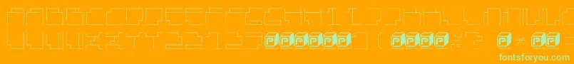 PapercubeLight-Schriftart – Grüne Schriften auf orangefarbenem Hintergrund
