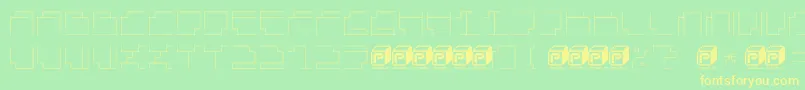 フォントPapercubeLight – 黄色の文字が緑の背景にあります
