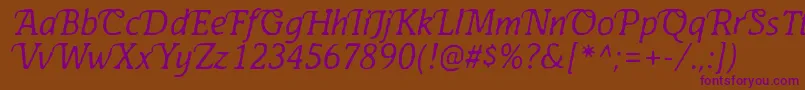 AntihistoryItalic Font – Purple Fonts on Brown Background