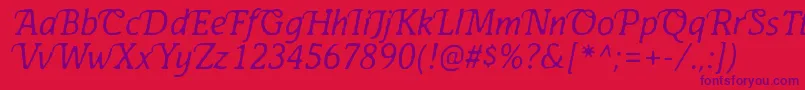 AntihistoryItalic-fontti – violetit fontit punaisella taustalla