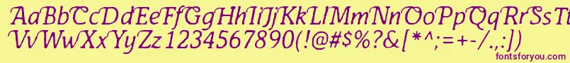 AntihistoryItalic Font – Purple Fonts on Yellow Background