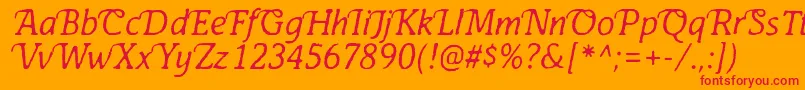 フォントAntihistoryItalic – オレンジの背景に赤い文字