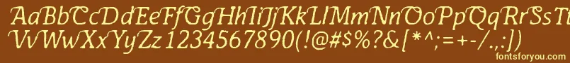 AntihistoryItalic Font – Yellow Fonts on Brown Background