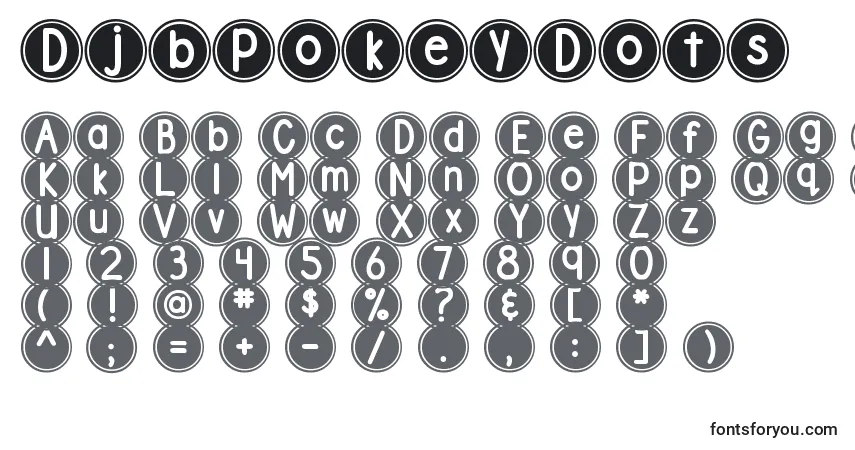 A fonte DjbPokeyDots – alfabeto, números, caracteres especiais