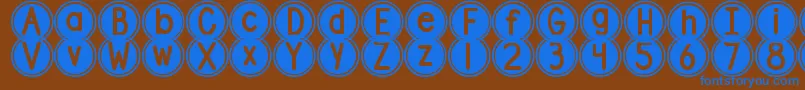 Weitere Informationen zur DjbPokeyDots-Schriftart DjbPokeyDots-Schriftart – Blaue Schriften auf braunem Hintergrund
