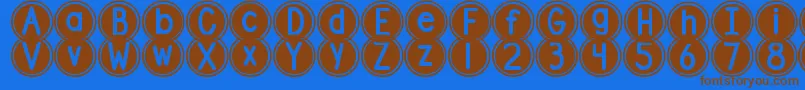 DjbPokeyDots Font – Brown Fonts on Blue Background