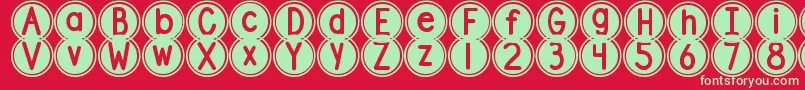 Weitere Informationen zur DjbPokeyDots-Schriftart DjbPokeyDots-Schriftart – Grüne Schriften auf rotem Hintergrund