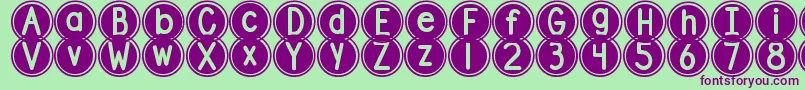 DjbPokeyDots Font – Purple Fonts on Green Background