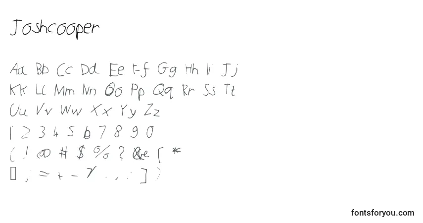 Czcionka Joshcooper – alfabet, cyfry, specjalne znaki