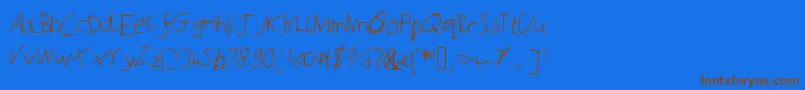 フォントJoshcooper – 茶色の文字が青い背景にあります。