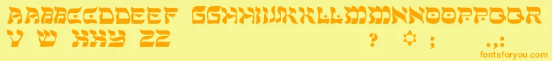 フォントMohlarLight – オレンジの文字が黄色の背景にあります。