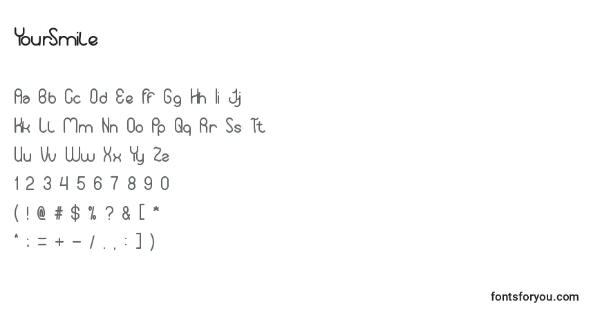 A fonte YourSmile – alfabeto, números, caracteres especiais