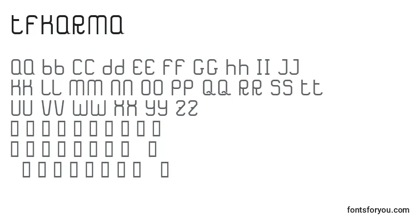A fonte TfKarma – alfabeto, números, caracteres especiais
