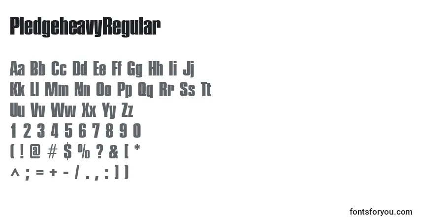 A fonte PledgeheavyRegular – alfabeto, números, caracteres especiais