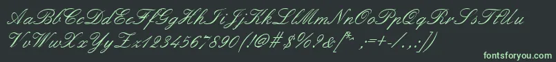 Formalscript-fontti – vihreät fontit mustalla taustalla