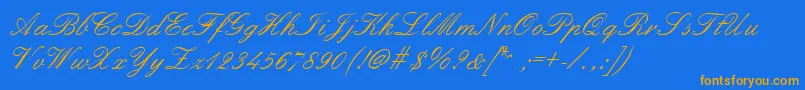 Formalscript Font – Orange Fonts on Blue Background