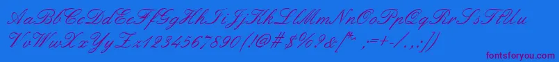Formalscript Font – Purple Fonts on Blue Background