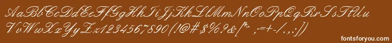 Formalscript-Schriftart – Weiße Schriften auf braunem Hintergrund