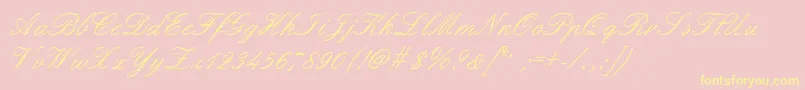 Formalscript Font – Yellow Fonts on Pink Background