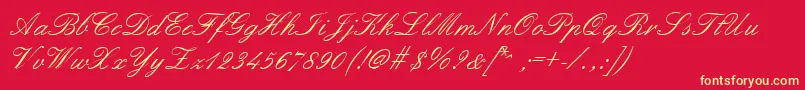 Fonte Formalscript – fontes amarelas em um fundo vermelho