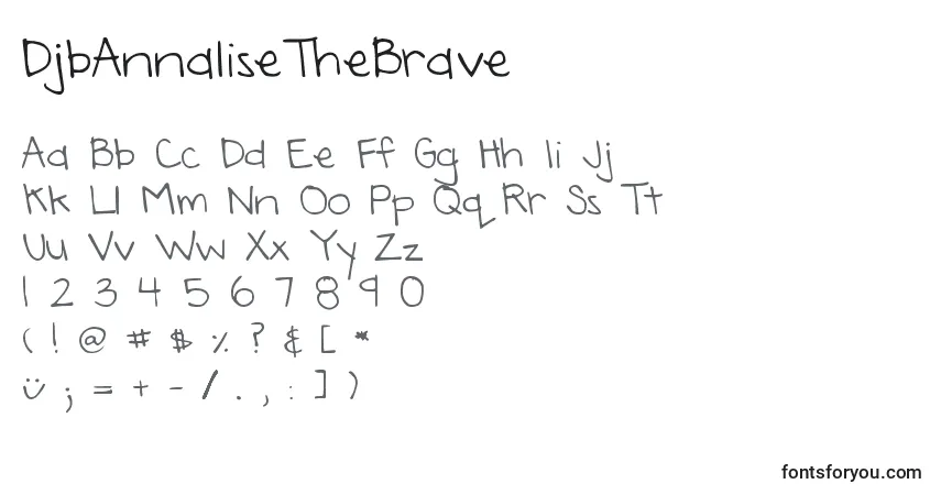 Schriftart DjbAnnaliseTheBrave – Alphabet, Zahlen, spezielle Symbole