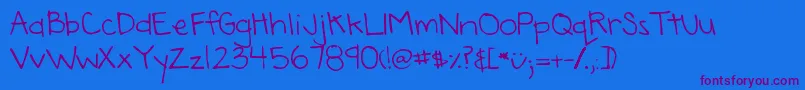 DjbAnnaliseTheBrave-Schriftart – Violette Schriften auf blauem Hintergrund