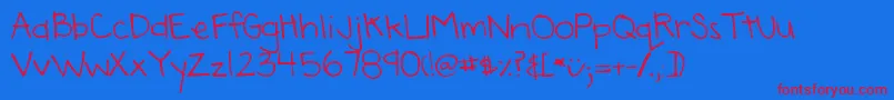 DjbAnnaliseTheBrave-Schriftart – Rote Schriften auf blauem Hintergrund