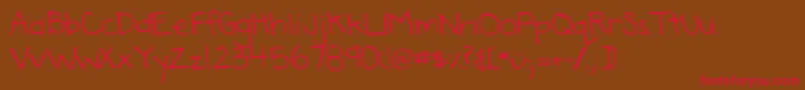 DjbAnnaliseTheBrave-Schriftart – Rote Schriften auf braunem Hintergrund