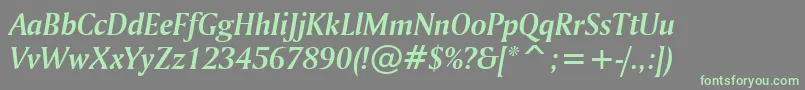 AmerigoBoldItalicBt Font – Green Fonts on Gray Background