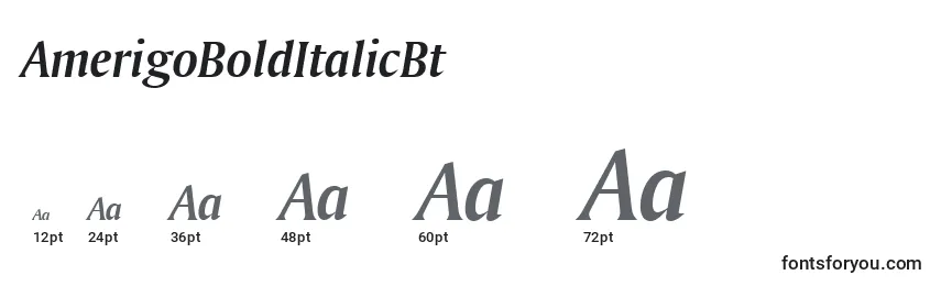 Размеры шрифта AmerigoBoldItalicBt