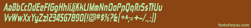 ZektoncdhvItalic-fontti – vihreät fontit ruskealla taustalla