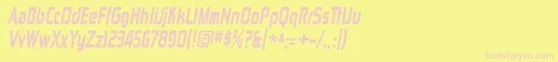 ZektoncdhvItalic-fontti – vaaleanpunaiset fontit keltaisella taustalla