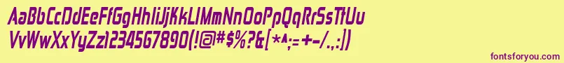 ZektoncdhvItalic Font – Purple Fonts on Yellow Background