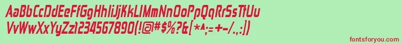 ZektoncdhvItalic Font – Red Fonts on Green Background