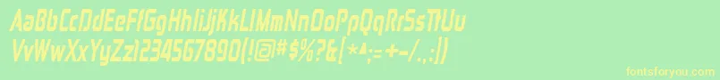 ZektoncdhvItalic Font – Yellow Fonts on Green Background