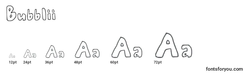 Bubblii Font Sizes