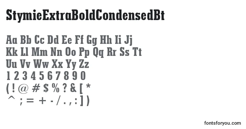 Шрифт StymieExtraBoldCondensedBt – алфавит, цифры, специальные символы