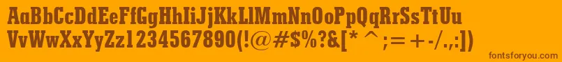StymieExtraBoldCondensedBt-Schriftart – Braune Schriften auf orangefarbenem Hintergrund