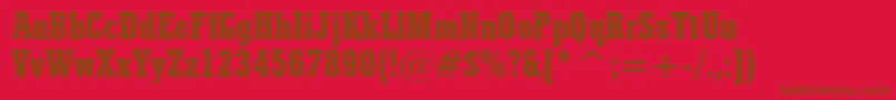 StymieExtraBoldCondensedBt-fontti – ruskeat fontit punaisella taustalla
