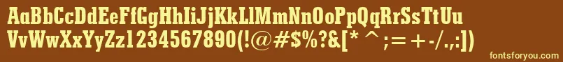 StymieExtraBoldCondensedBt-Schriftart – Gelbe Schriften auf braunem Hintergrund