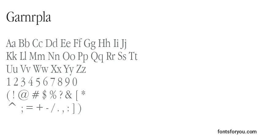 Garnrpla-fontti – aakkoset, numerot, erikoismerkit