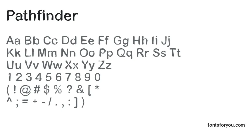 Schriftart Pathfinder – Alphabet, Zahlen, spezielle Symbole